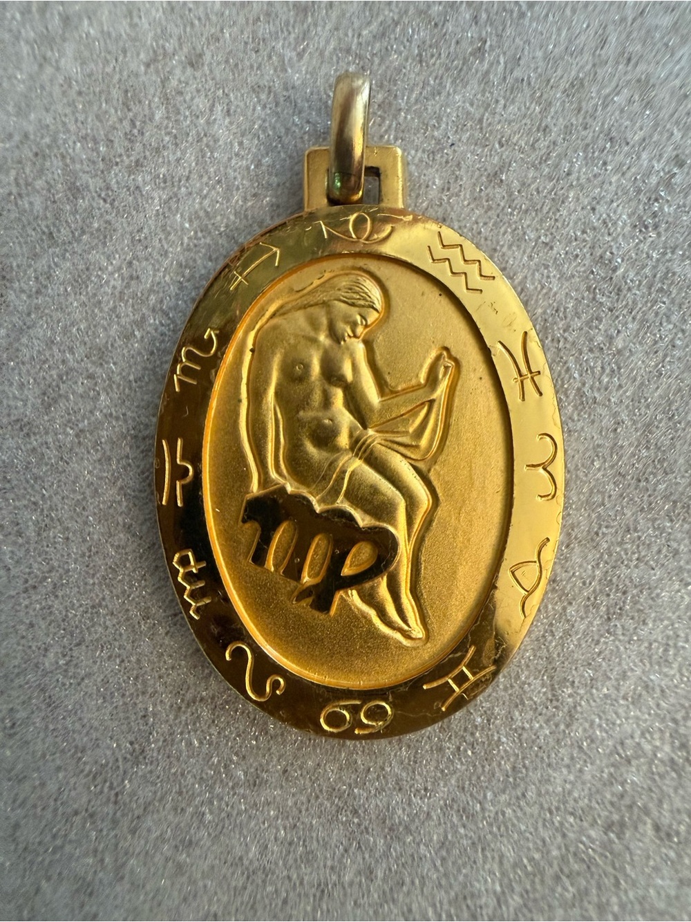 Vintage Gold Tone Virgo Zodiac Pendant